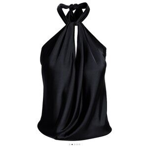 Boston Proper Black Bella Versatile Charmeuse Blouse Small